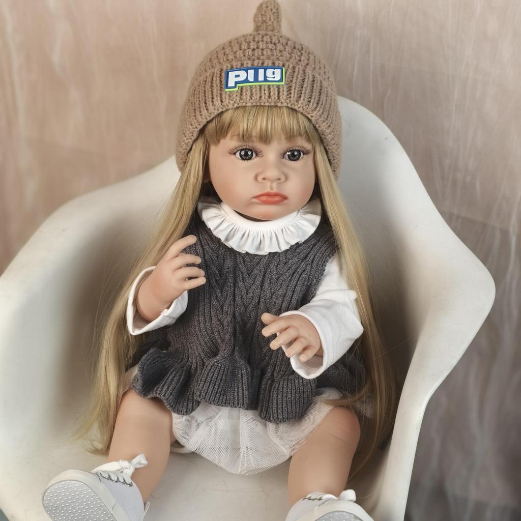 Cute Reborn Baby Dolls 55 Cm Full Silicone Vinyl Doll Model With Gold Hair Fashion Birthday Christmas Gifts Toy