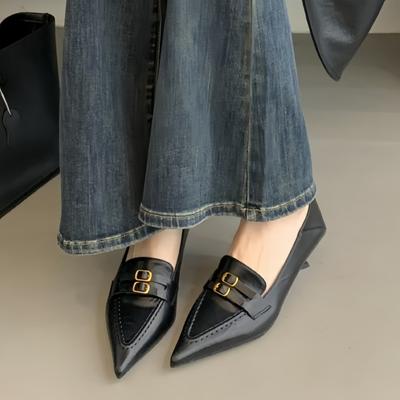 Модные женские кожаные туфли-лодочки с острым носком 2025 новый стиль высокое качество элегантные мягкие удобные повседневные мокасины профессиональная обувь-лодочки