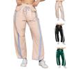 Women's Baggy Wide Leg Pants Casual Drawstring Elastic Waisted Contrast Color Workout Track Pants