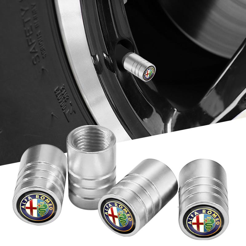 4Pcs Metal Car Wheel Tire Valve Caps Stem Covers Accessories For Alfa Romeo 4C 159 Spider Giulia Giulietta 166 Mito Auto Styling wzvc44