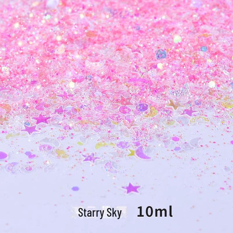 Dreamy Summer Glitter Mix: Hexagonal Sequins, Laser, and Fine Glitter In DIY Hemp Material.