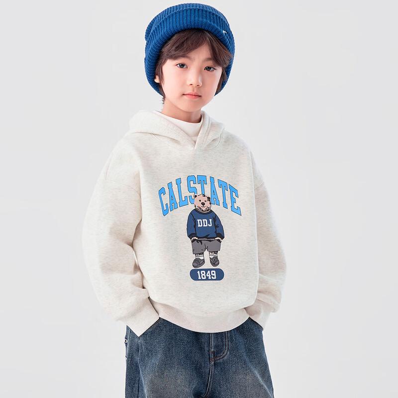 DuoDuoJia Boys' Fleece-Lined Bear Print Hooded Sweatshirt