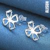 Перфорированные серьги-клеверы из стерлингового серебра 925 пробы для модных свадебных украшений