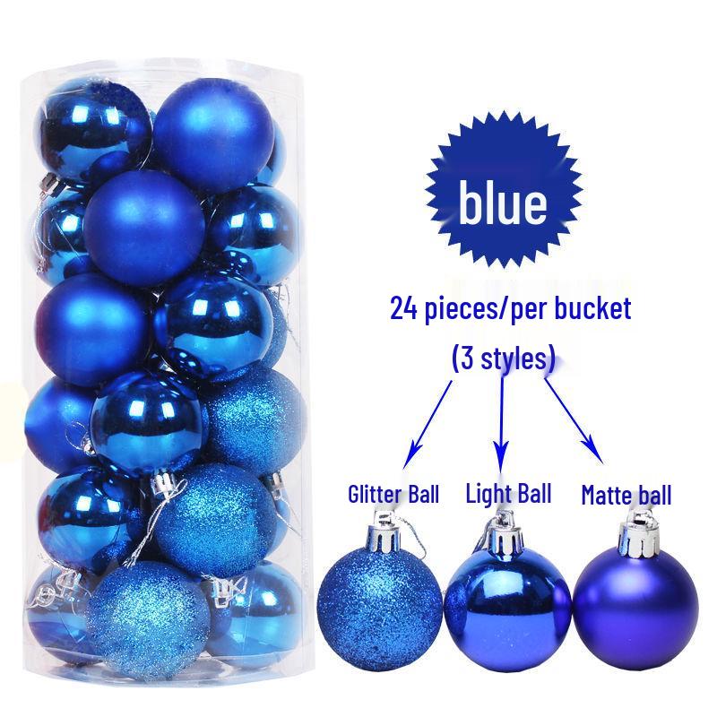24-Piece Christmas Tree Ornaments Set: 3cm-8cm Multi-Colored Plastic Balls