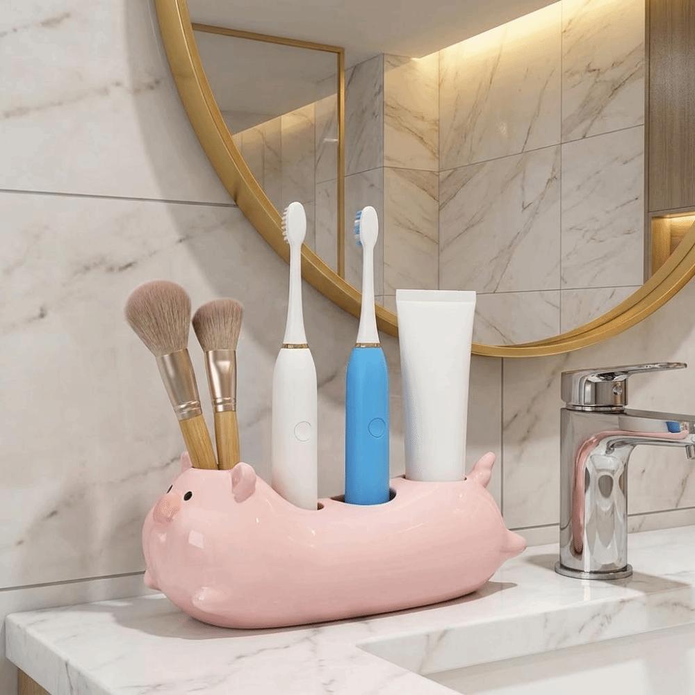 Ceramic Toothbrush Storage Rack Cartoon Electric Toothbrush Stand for Bathroom