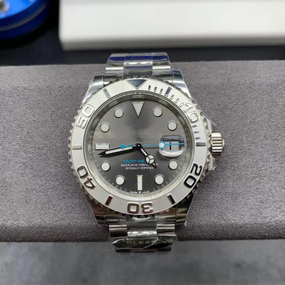 Rolex Yacht-Master 126622 Серые Светящиеся Календарь Механические Часы с Резиновым Браслетом - Водонепроницаемые Спортивные Часы