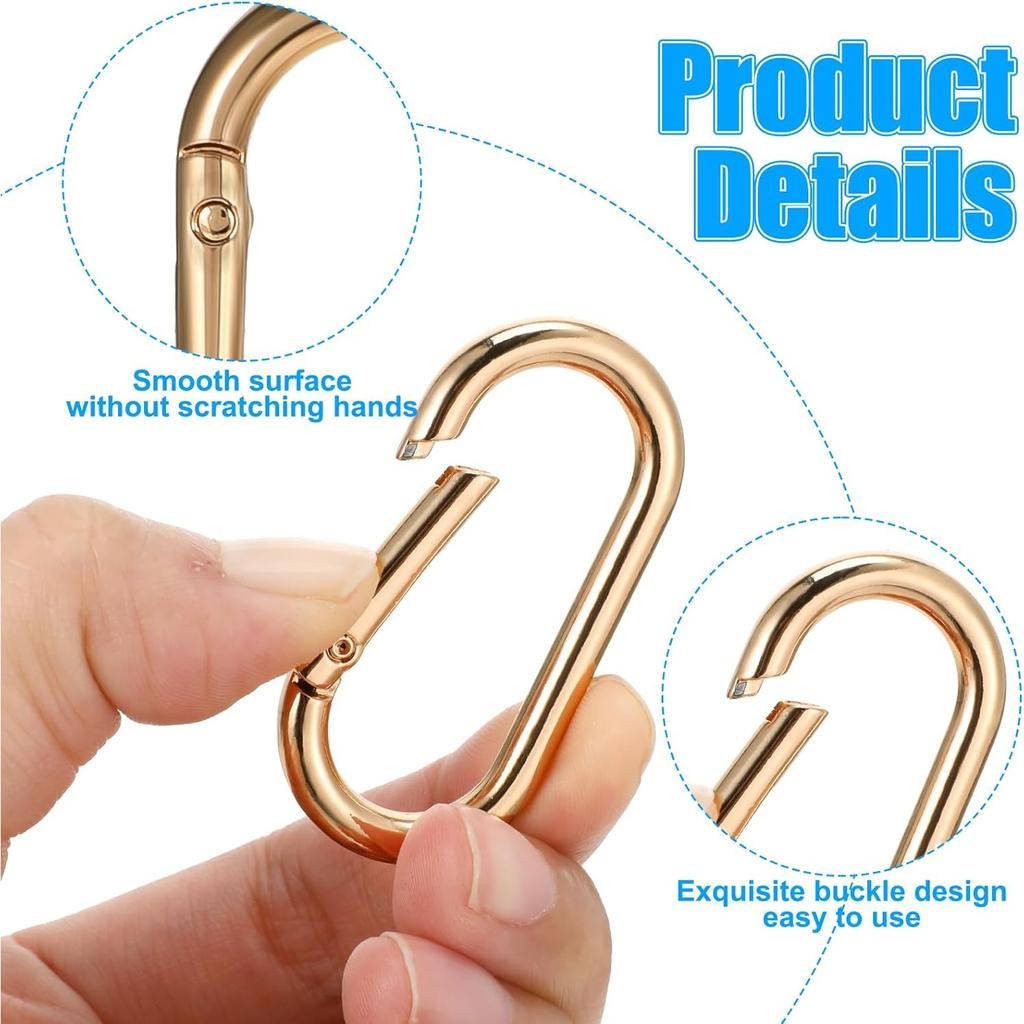 5pcs Oval Spring Ring Clips, Metal Keyring Purse Clip, Opening O Ring Clip for Men's Keychains, Backpacks, Keys