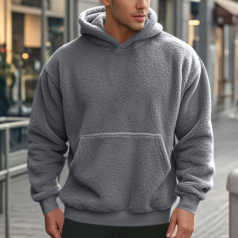 Men S Fleece Hooded Pullover Sweatshirt Winter Casual Wear