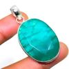 Emerald(Simulated) Gemstone 925 Silver Plated Jewelry Pendant 1.89"