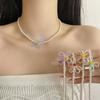 Colorful Flower Necklace Handmade Beads Choker Sweet Imitation Pearl Necklace  Seaside