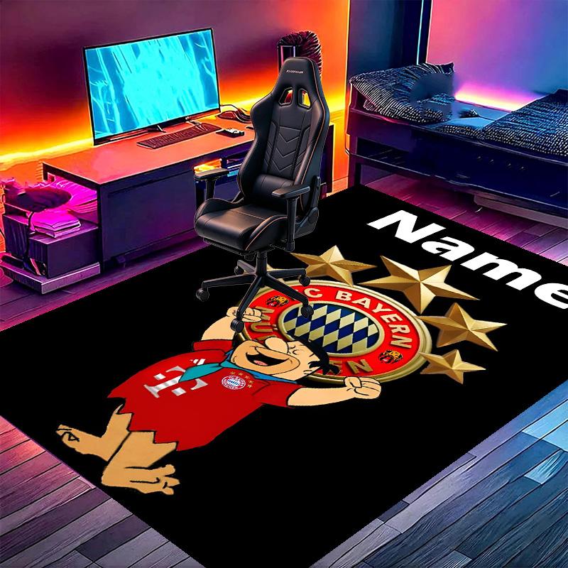Custom Name Personalized FC Bayern Print Carpet, Versatile Home Decor Rug, for Playroom, Apartment, Balcony, Entryway, Hallway Gift