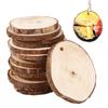 Natural Wood Tree Discs 9-10cm Pre-Drilled Wooden Discs 1cm Thick Smooth Wood Slices for DIY Crafts Wedding Wall Decorations
