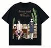 Journal with Witch Anime Lover T-shirt Harajuku Cotton New Model High Street Retro Fashion Oversized Unisex Couples Breathable