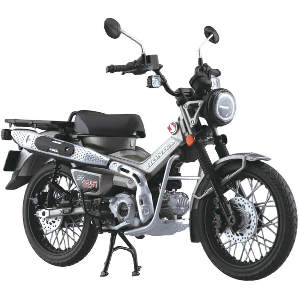Aoshima Bunka Kyozai (AOSHIMA) Complete Honda CT125 Hunter Cub Motorcycle, Matte Armored Silver Metallic, Die-cast, Pre-painted