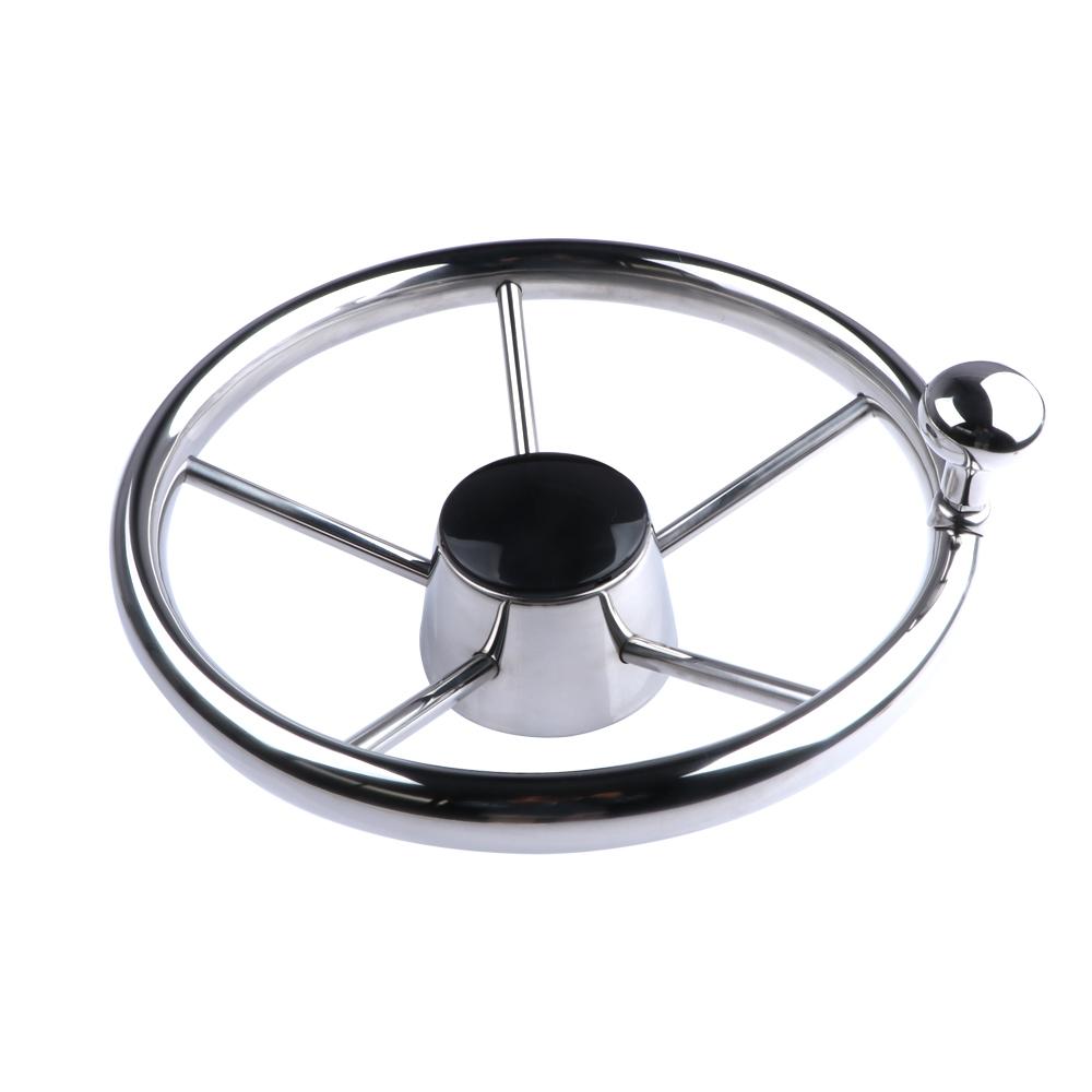 Boat Accessories Steering Wheel With knob Stainless Steel 5 Spoke 25 Degree 11'' For Marine Yacht