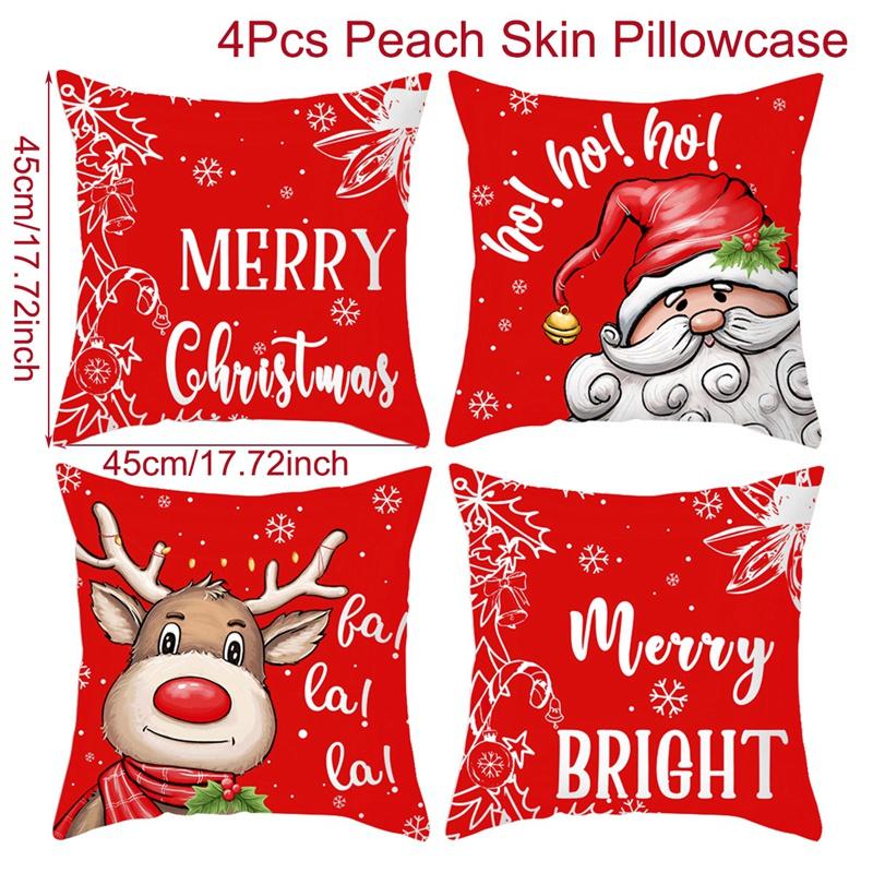 4Pcs Christmas Pillow Covers Christmas Party Decoration Xmas Tree Santa Claus Pillowcase Navidad Natal New Year Gift