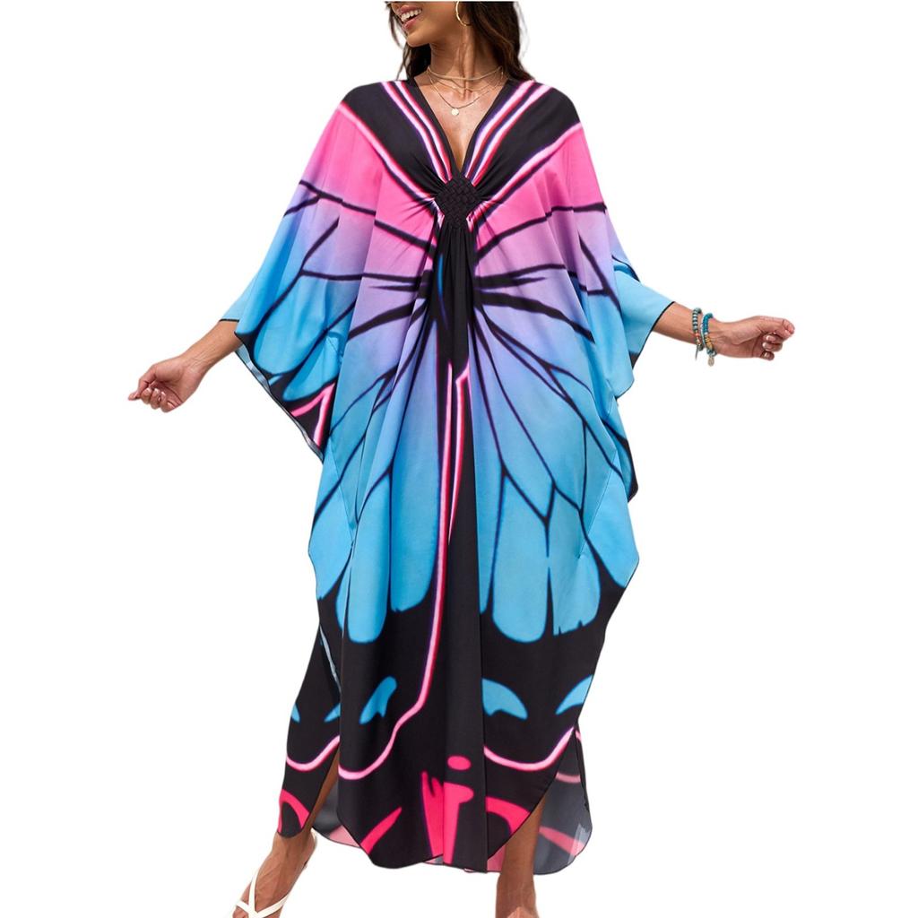 Women's Dress, Colorful Floral Prints, Vacation Loose Robe, Bikini, Sun-protective Smock