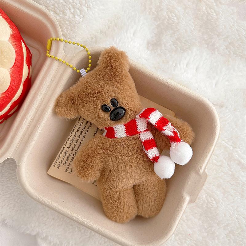 1PC Kawaii Scarf Teddy Bear Squeezing Plush Toy Keychain Backpack Pendant Cute Car Keyring Kids Women Bag DIY Accessories