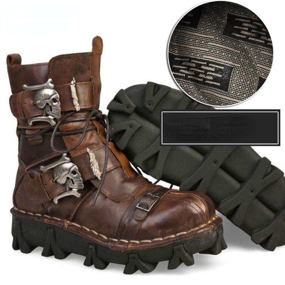 Осенне-зимние мужские кожаные короткие ботинки с высоким берцем, мотоциклетные ботинки, кожаные ботинки в стиле панк на толстой подошве