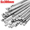 10/100pcs Stainless Steel Cable Ties 5mm Heavy Duty Self-Locking Cable Zip Tie Multi-Purpose Metal Exhaust Wrap Locking Ties