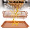 Non-stick Chips Basket Grill Crispy Mesh Oil Frying Baking Pan Copper For Oven Air Fryer BBQ Stainless Steel Baking Tray Kitchen Tools