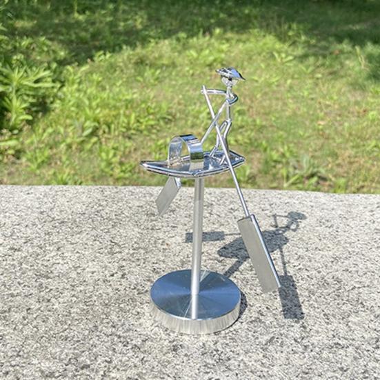 Фигурка Балансирующий Рыбак Кинетическая Скульптура Металлическая Балансирующая Скульптура Рыбака для Декора Дома и Рабочего Места Игрушка для Снятия Стресса