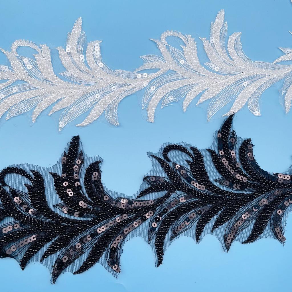 Heavy Industry Leaf Beads Sequins Embroidery Handmade Lace Leaf Accessories Diy Wedding Dress Belt Headdress Decoration