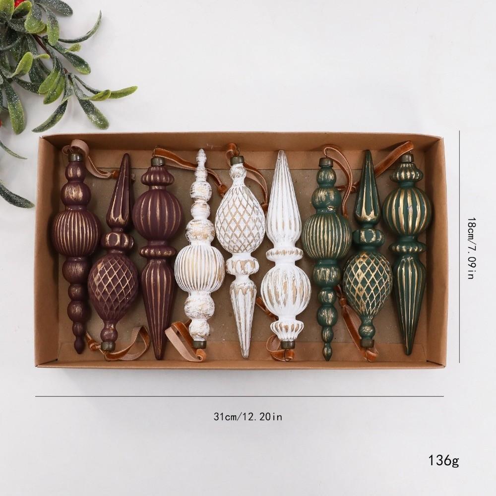 Plastic Material Christmas Tree Ornaments 9 Pcs/box Christmas Hanging Ornament Set Mantel Decor
