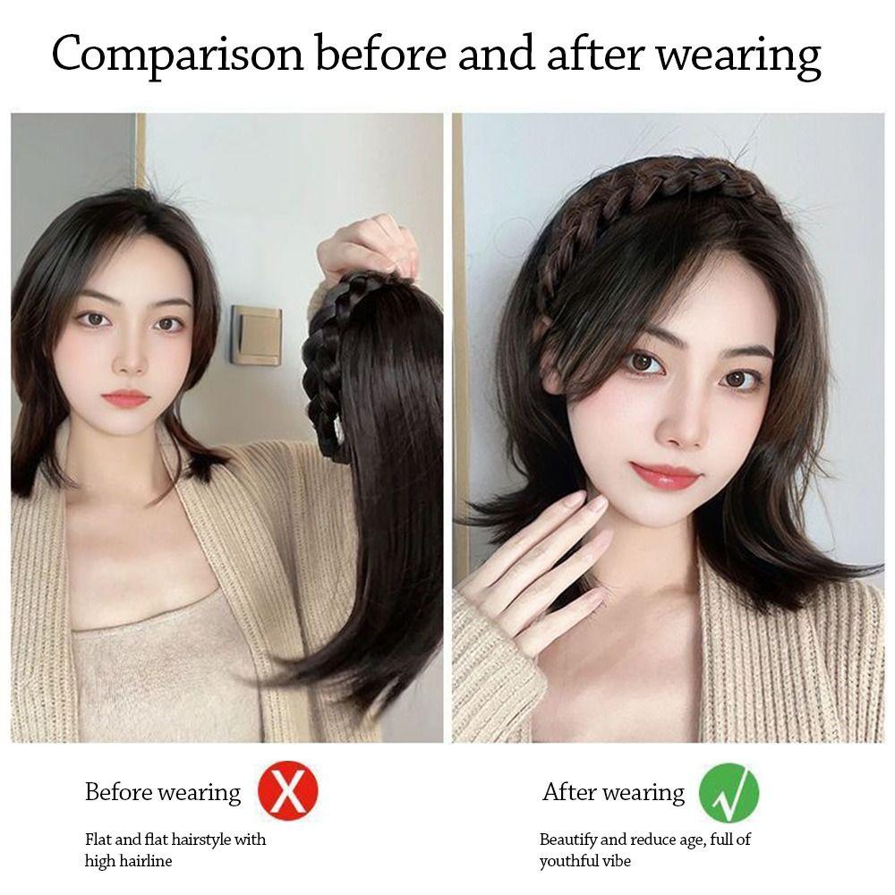 Синтетическая повязка на голову с центральным пробором, 3D накладки, модный парик, повязка на волосы для женщин
