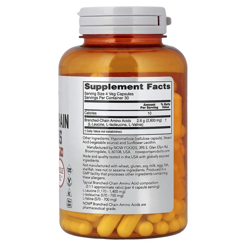 Sports, Branched-Chain Amino Acids, 120 Veg Capsules (650 mg per Capsule)