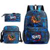 New Schoolbag Animation Three-piece Set Heat Transfer Schoolbag Small Shoulder Pencil Bag Primary and Secondary School Students Backpack