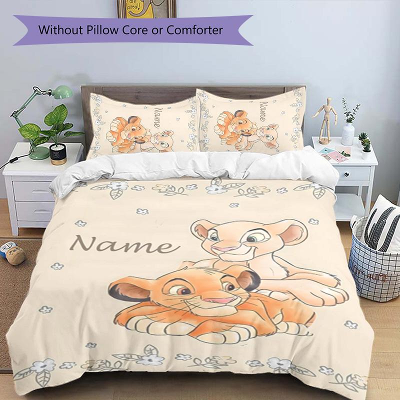 3pcs Lion King3 Cover Set - Personalized Name, HD Printed Bedding with 1 Cover and 2 Pillowcases - Perfect for Home Decor, Easy Care