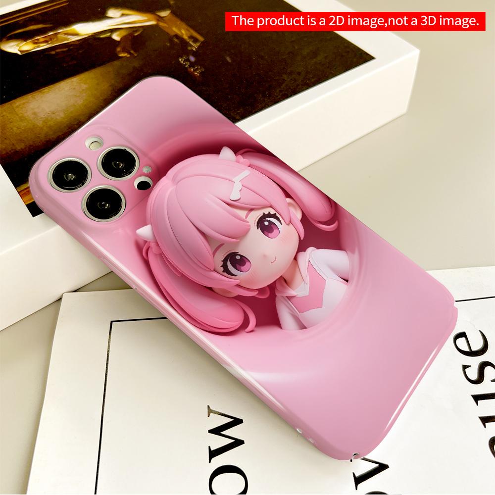 2DFlat Pink Pony Girl Peeking Through Tunnel Phone Case All inclusive film hard phone case, compatible with iPhone 18 Pro Max 17 16 15 14 13 12 11