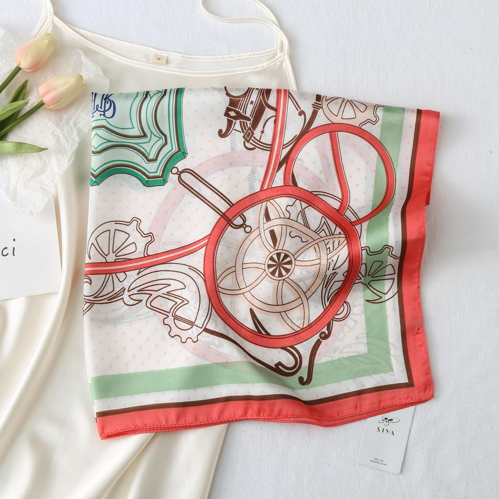 2024 Новый 70 см шелковый шарф для украшения рубашки, небольшой квадратный шарф, модный и универсальный шарф для поездок на работу, шарф для защиты шеи