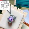 Ethnic Blue Enamel Gourd Pendant, 925 Sterling Silver Sweater Chain for Girls
