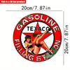 2D tekis 20*20cm 1 dona texaco benzin quyish shoxobchasi Retro Vibes Dumaloq Yoqilg'i Quyish Shoxobchasi Belgisi, Garaj uchun Noyob Devor San'ati, Yoqilg'i Quyish Shoxobchasini Dekoratsiyasi, Nostalgik