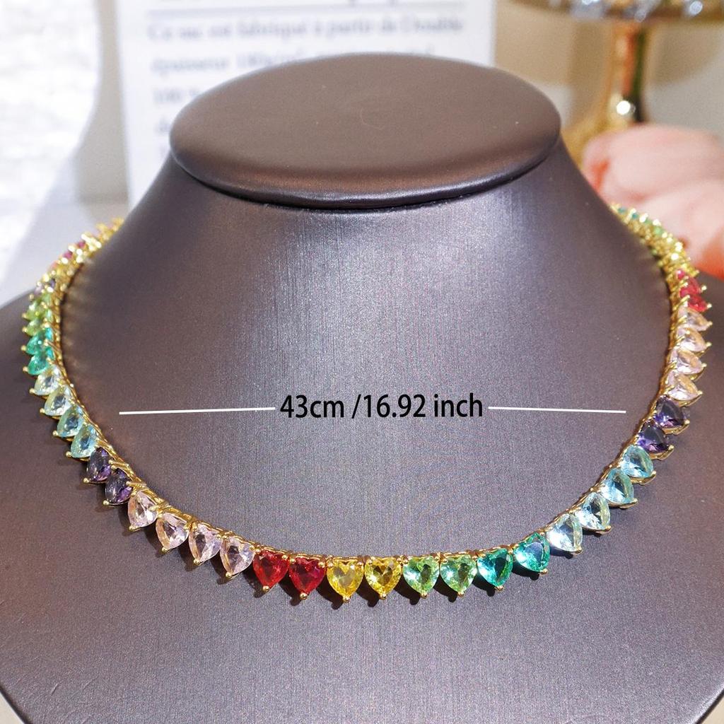 CMM Rainbow Color Love Cubic Zirconia Accessories High-End ожерелье Модные ювелирные изделия Ретро Wild Clavicle Chain для женщин