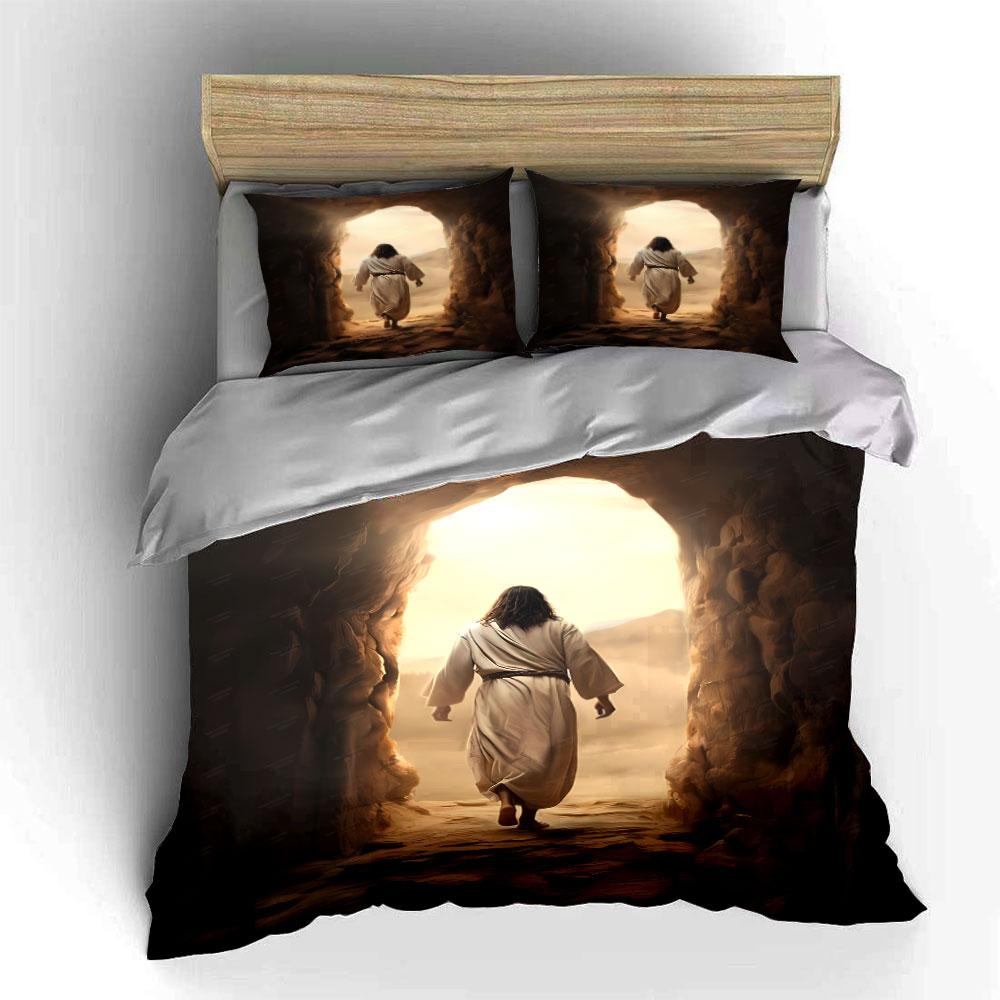 Individual walking through cave. Bedding sets Duvet cover sets Duvet covers Pillowcases(1*Duvet Cover 2*Pillowcases without duvet insert)