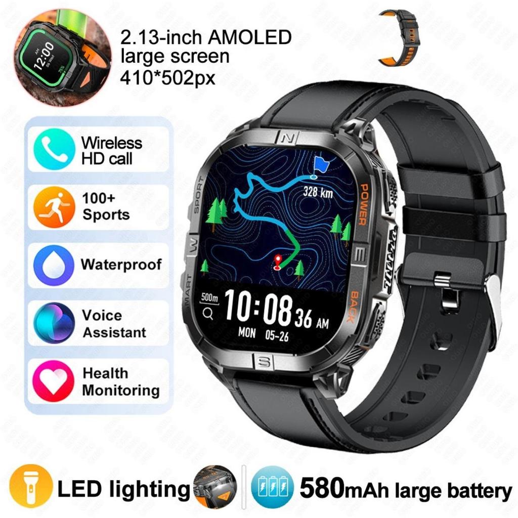 Новые умные часы GPS для улицы Барометрический компас Светодиодный фонарик 580 мАч Водонепроницаемость 3 АТМ 100+ спортивных режимов Здоровье BT-звонок Смарт-часы