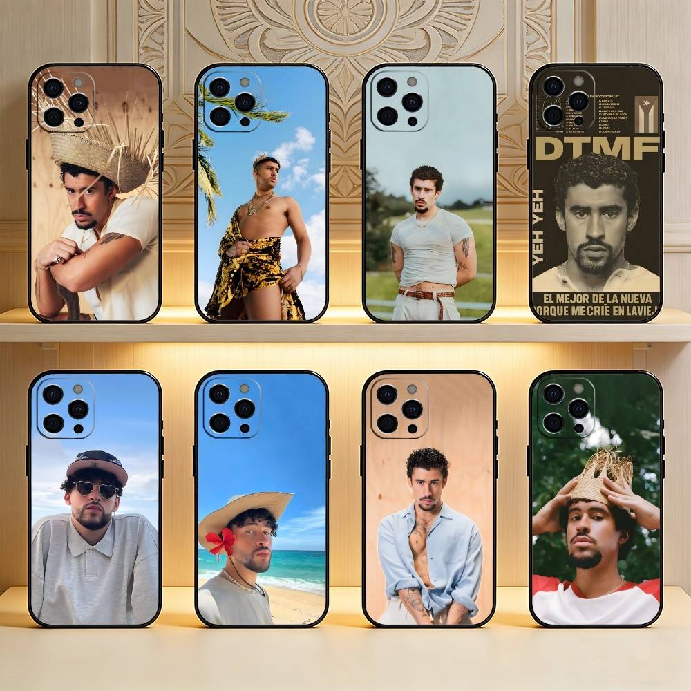 Singer Bad Bunny Benito Phone Case For iPhone17,16,15,14,13,12 Plus,Max Soft Silicone Black Cover
