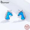 BAMOER Аутентичные серьги из стерлингового серебра 925 пробы, 2 цвета, полупрозрачный опал, необычные серьги в виде пони, оригинальный брендовый дизайн