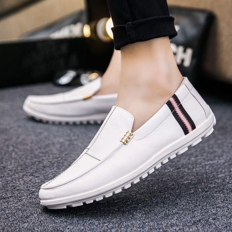 Осенние мужские повседневные кожаные туфли Bean Shoes, универсальные ленивые туфли One Foot Kick Driving Soft Sole Small Leather Shoes для мужчин
