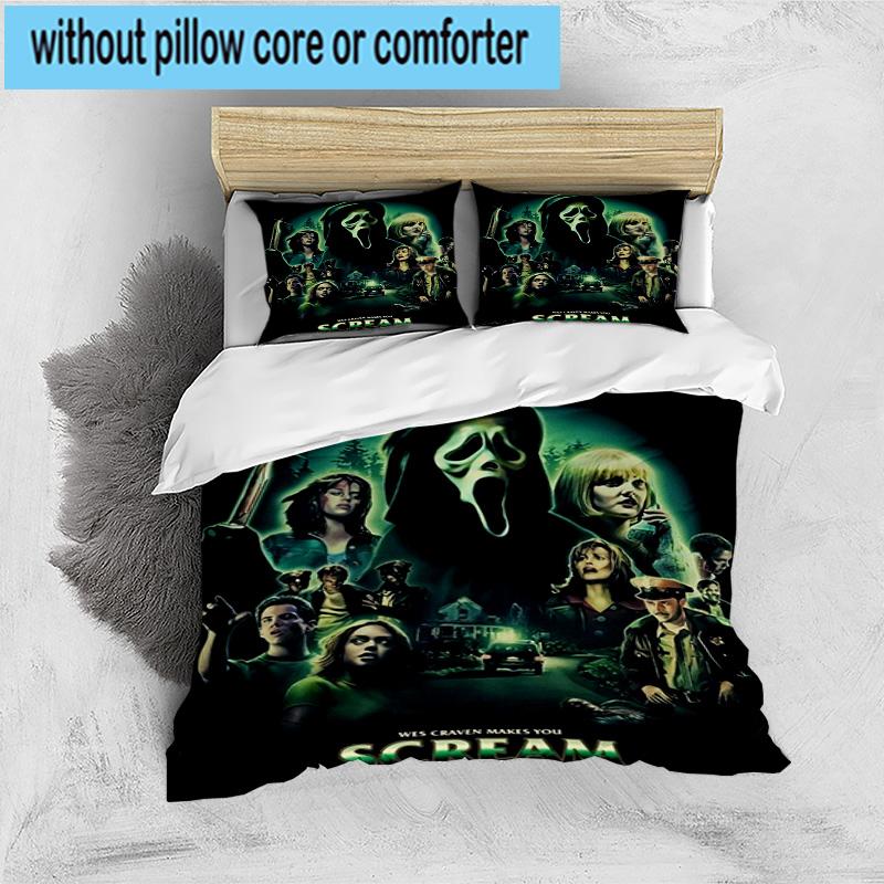 1PC Scr-eam Horror Movie 3pcs Bedding,Including 1pc Duvet Cover And 2pcs Pillowcases Perfect for Christmas,Ideal for Bedroom, Dormitory