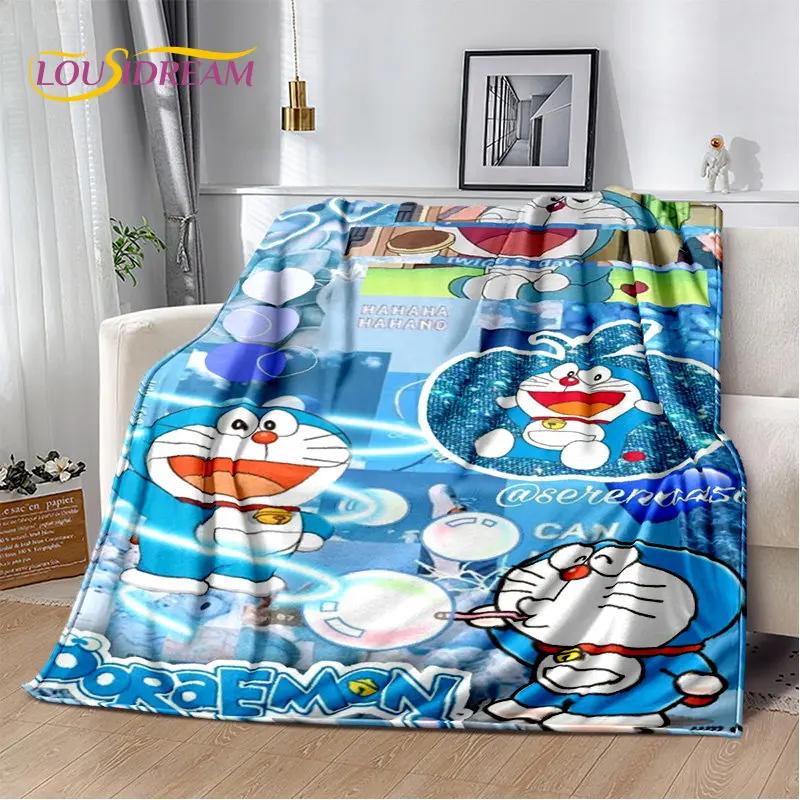 Плюшевое одеяло Doraemon, Мультяшное аниме, Мягкое, Фланелевое покрывало, Для гостиной, спальни, кровати, дивана, Пикника, Теплое для детей