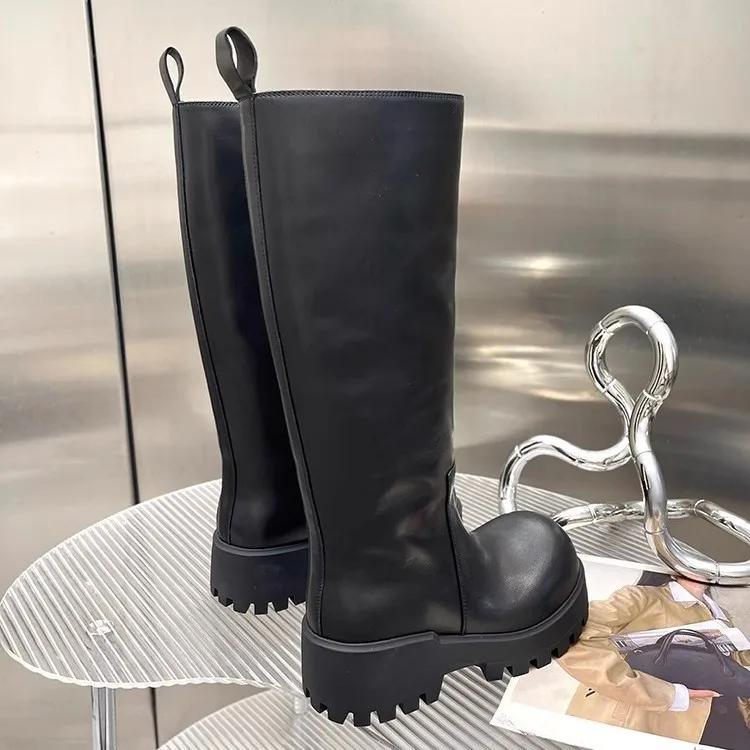 Мода НОВЫЕ Роскошные Ретро Стиль Сапоги до колена Женская Мода Женские Слипоны Рыцарские Длинные Сапоги Осень Зима Женская Обувь