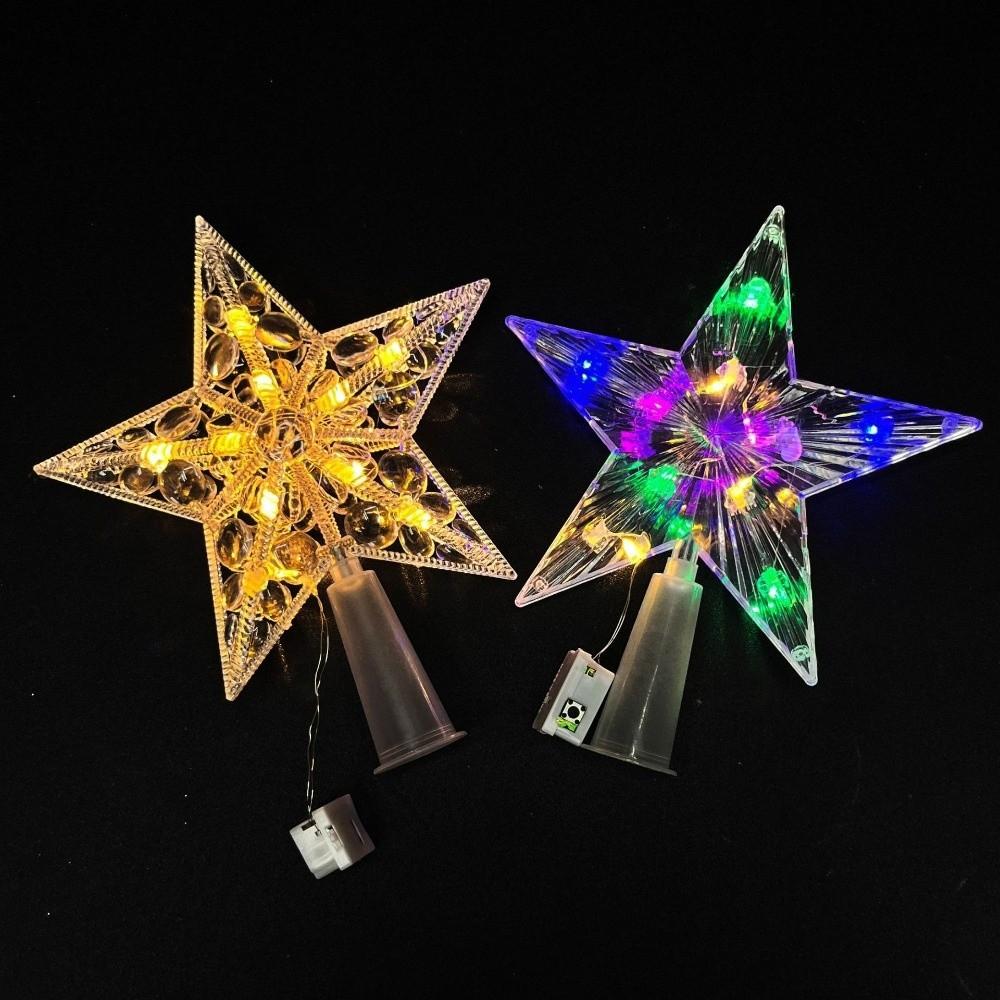 Lighted Star Christmas Tree Ornament Plastic Light Up Props Creative Christmas Tree Topper
