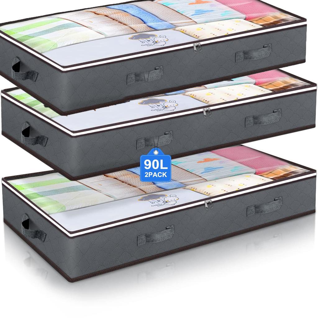 Foldable Under Bed Storage Containers with Clear Window Underbed Toy Organizers and Clothing Storage Bags Closet Storage Bins