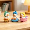 Cute Bath Duck Ornaments 4Pcs Kawaii Bathtub Figurines, Miniature Bathroom Scene Decor for Car Knitted Bun Figurines Dashboard Desk Windowsill