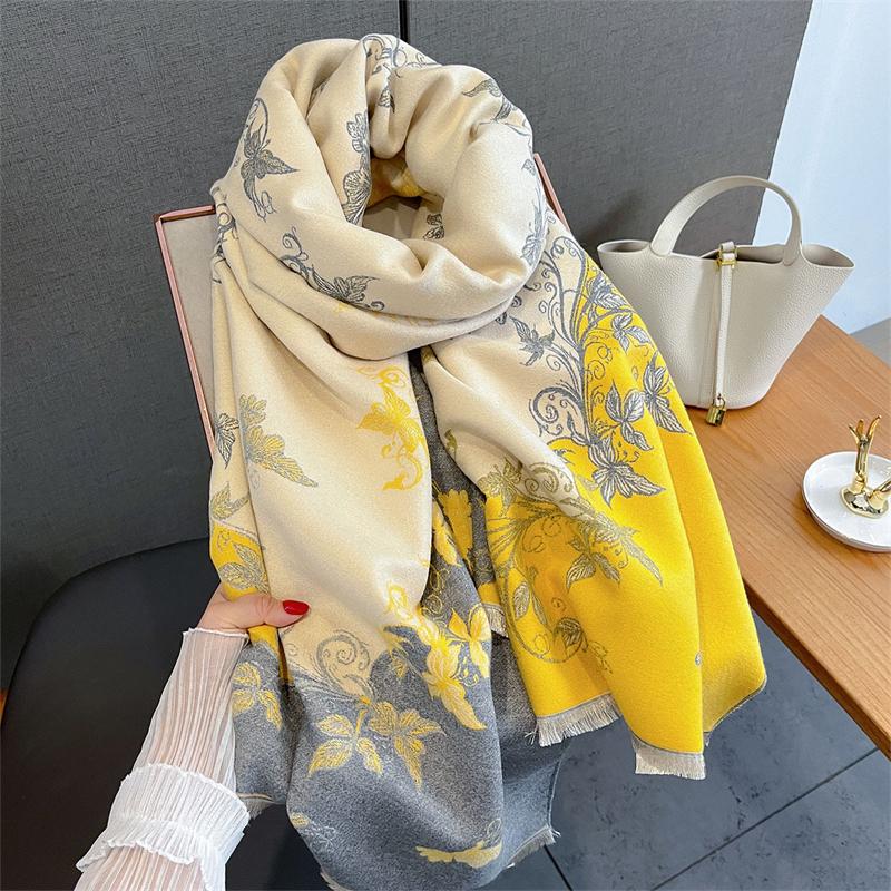 Fashion Luxury Thicken Warm Winter Women Scarf Imitation Cashmere Shawl Pashmina Scarves Female Wrap Blanket Ladies Poncho