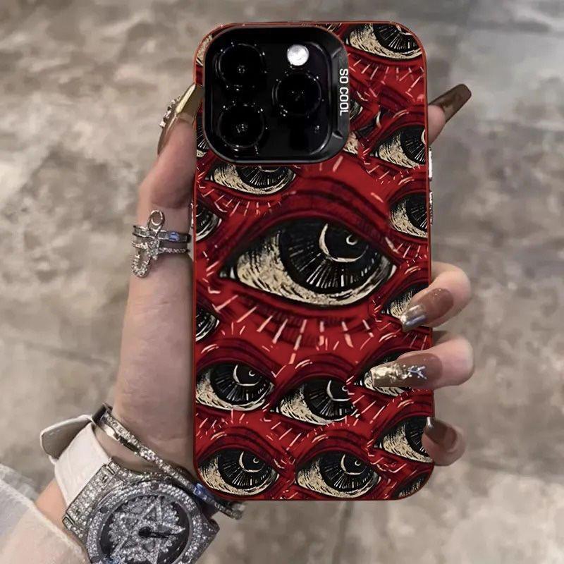 Мягкий чехол для телефона с жутким рисунком красных глаз для iPhone 16 15 14 12 11 13 Pro Max 14Plus 12 13 Mini 7 8 Plus X XS Max XR, задняя крышка